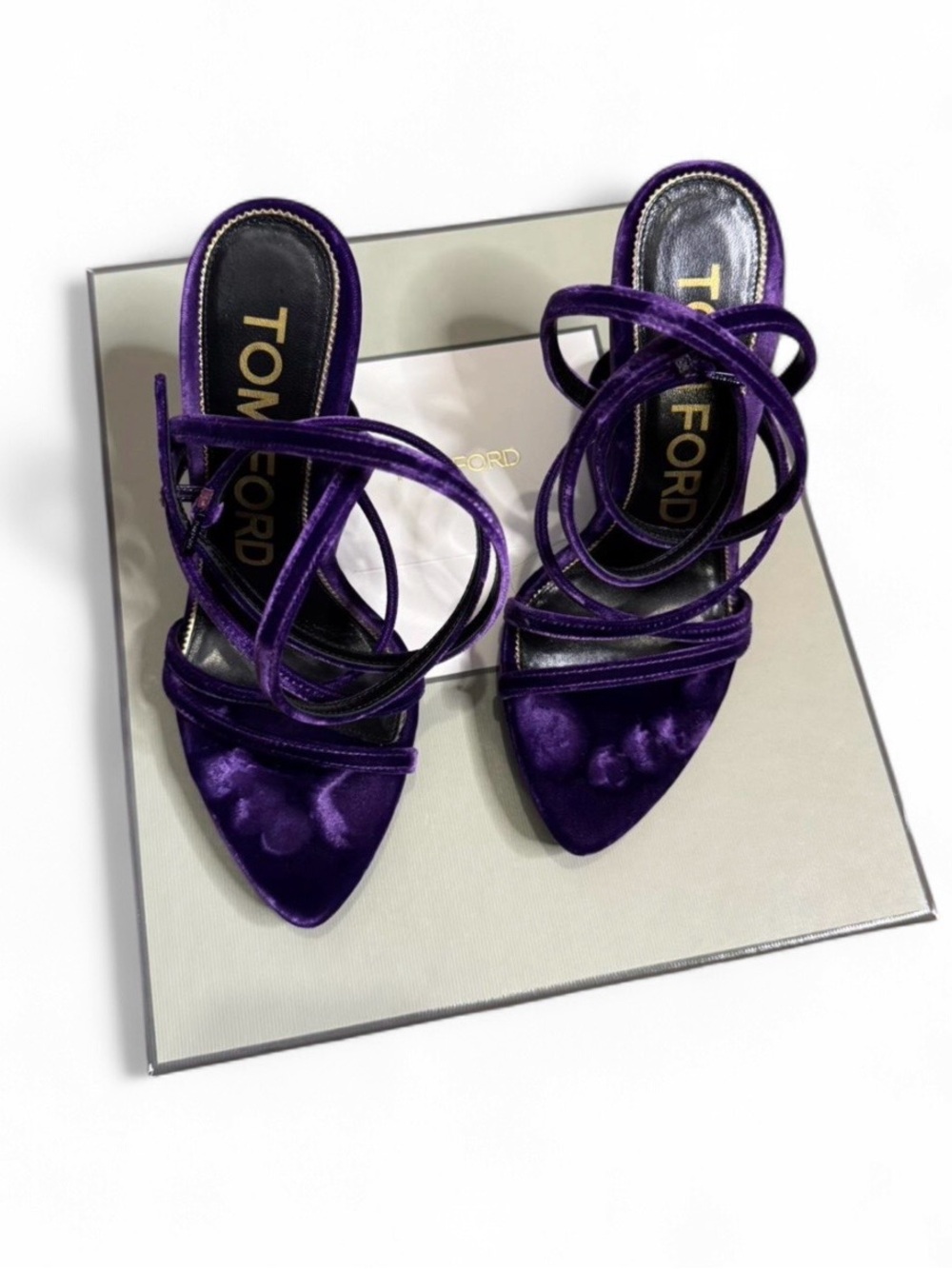 Tom Ford Deep Purple Velvet Strappy Heels